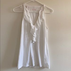 Lilly Pulitzer White Ruffle Tank Top